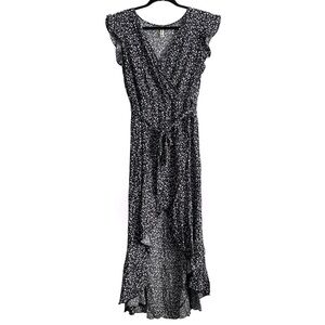 Grecerelle Floral Print Faux Wrap Maxi Dress